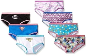 Justice League Girls Hipsters Panties 7-pack Sizes 4, 6, 8 NEW - Picture 1 of 4