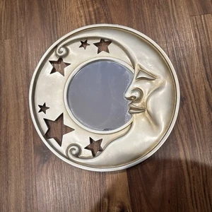 Espejo Celestial De Colección Tono Dorado Luna Estrellas Redondo Pared Luna Cara Años 90 Boho 12" - Imagen 1 de 6