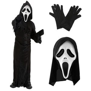 HOT KIDS SCREAM COSTUME GHOST HALLOWEEN BOY'S FANCY DRESS OUTFIT MASK&KNIFE LOT - Picture 1 of 11