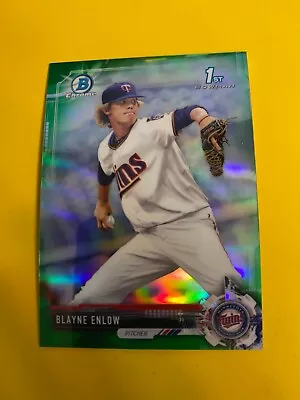 64969 2017 Bowman Chrome Draft Green Refractors #BDC63 Blayne Enlow TWINS RC /99 - Image 1 of 3