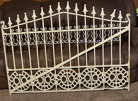 Large Old French Iron Gate Panel Salvage Garden Fancy 60” X 44” Cover