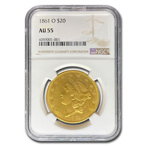 1861-O $20 Liberty Gold Double Eagle AU-55 NGC