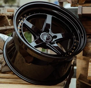 18" AODHAN DS05 Wheels 18x9.5 +22 / 18x10.5 +22 5x114.3 Gloss Black Rims Set 4 - Picture 1 of 6