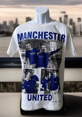 Manchester United Seven Elements White T Shirt Size Men's M 2 Sided Football - Image 1 of 4