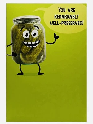Tarjeta de cumpleaños para cualquier persona divertida tarro de pepinillos en relieve tarjeta de sello NUEVO Foto 1 de 4