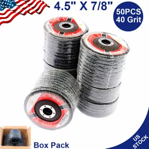 40 GRIT 50 PACK 4.5 PREMIUM ZIRCONIA FLAP DISC SANDING GRINDING 4-1/2" X 7/8" - Picture 1 of 12