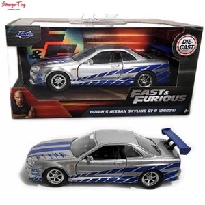 JADA 97184 1/32 2002 NISSAN SKYLINE GTR R34 FAST AND FURIOUS SILVER WITH BLUE - Picture 1 of 1