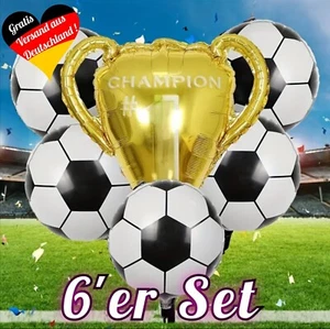 6er FUßBALL FOLIENBALLON SET⭐️ Sieger Pokal Fußball Luftballons EM WM Party Deko - Bild 1 von 6