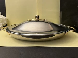 Oneida Stainless Steel 2 qt Covered Glass Casserole Dish 9.5"x14" Oval - Picture 1 of 6