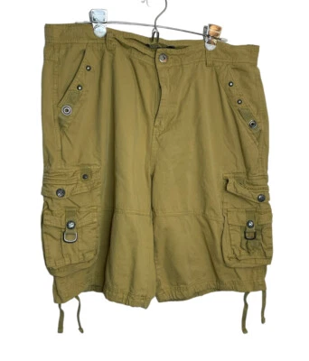 chouyatou 男式多口袋棉工装短裤芥末街头服饰 Gorpcore — 第 1/4 张图片