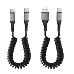 Retractable USB C Cable Coiled USB C to C Cable Fast Charging Cable for Phones - Zdjęcie 1 z 10