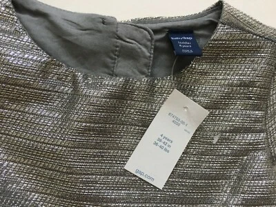 BABY GAP Girls Sz 4T 5T Metallic Jacquard Dress trek grey gold silver Holiday - Image 1 of 4