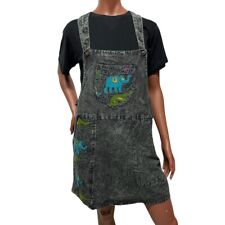 Grey Elephant Embroidered Pinafore Dress S-XL Fairtrade Hippy Boho Nepalese