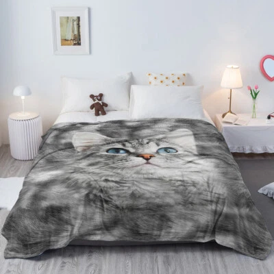 Manta de terciopelo de franela gris gato manta súper suave para sofá cama 60"x80"  Foto 1 de 4