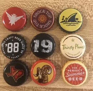 Beer Bottle Caps Miscellaneous Lot of 9 Different  - Picture 1 of 2
