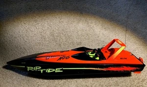 1990's Tyco RipTide Off Shore Racing Boat 9.6V R/C- Black Orange and Neon Yellow - Picture 1 of 12