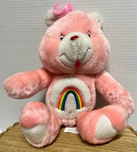 15" Vintage 1995 Pink Cheer Bear Care Bear with Rainbow Decal on Belly  - Picture 1 of 8