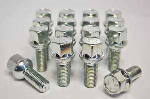 16 X M14 X 1.5, 27mm Gewinde, Kugelbund Rad Bolzen (Silber) - Bild 1 von 2