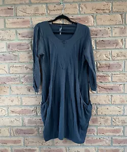 Valia Dress Black Womens Size 12 Wool Blend Jersey Shift Pockets Stretch - Picture 1 of 13