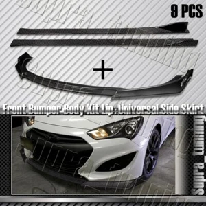 Carbon Style For Hyundai Genesis Front Bumper Lip + Side Skirt Rocker Splitters - Picture 1 of 10