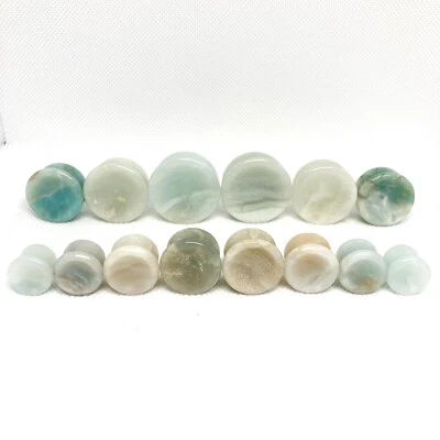 Tapones cóncavos de doble llamarada Amazonite 6 g - 1" Foto 1 de 2