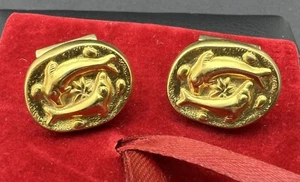 Ilias Lalaounis, Gelbgold 18K Manschettenknöpfe, Minoische Delfine, 12,09 gr / 0,42 oz. - Bild 1 von 13