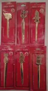 Vintage schwere massive Messing 6,5" lackiert NEU Brieföffner ALLE SECHS (6) - Bild 1 von 12