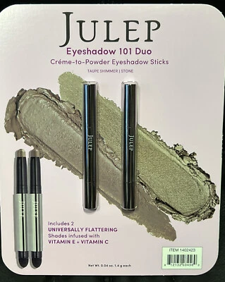 JULEP 101 Duo, Creme-to-Powder Eyeshadow Set, Taupe Shimmer / Stone NEW Sealed - Image 1 of 4