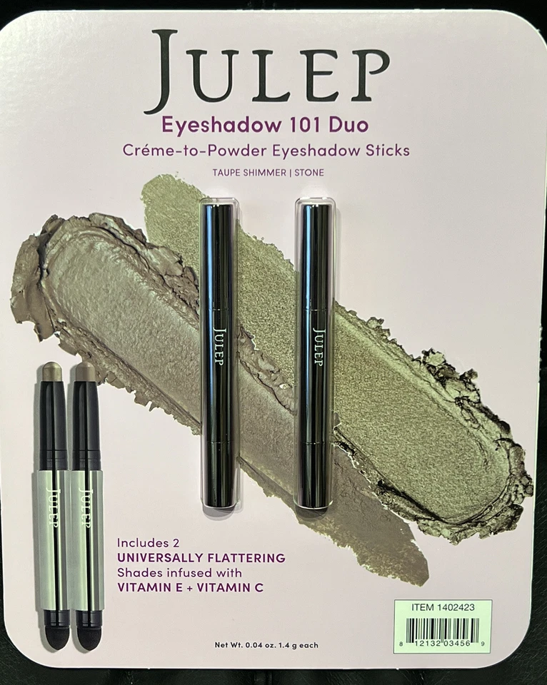 JULEP 101 Duo, Creme-to-Powder Eyeshadow Set, Taupe Shimmer / Stone NEW Sealed - Image 1 of 4