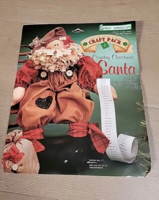 Vintage 1995 Daisy Kingdom Country Christmas Santa Doll Kit 32313 Stitch Stuff - Image 1 of 4