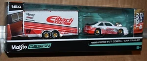 MAISTO DESIGN TOW & GO 1993 FORD SVT COBRA & CAR TRAILER NEW - Picture 1 of 6