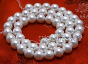 8mm Round White Sea Shell Pearl Loose Beads for Jewelry Making DIY Strands 15" - Picture 1 of 4