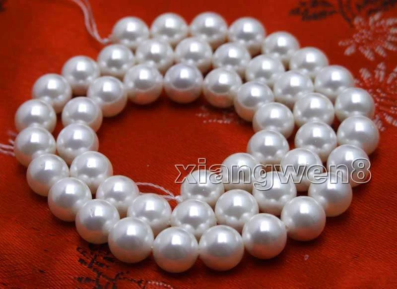 4-16mm Round White Sea Shell Pearl Loose Beads for Jewelry Making DIY Strand 15" - Image 1 of 4
