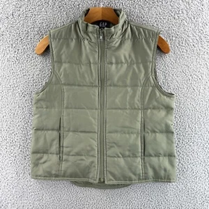 Vintage Gap Vest Kids Youth XXL Army Green Nylon Puffer Style Full Zip 90s Y2K - Picture 1 of 11