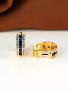2.50Ct Baguette Lab Created Sapphire Huggie Hoop Earrings 14K Yellow Gold Plated - Picture 1 of 3