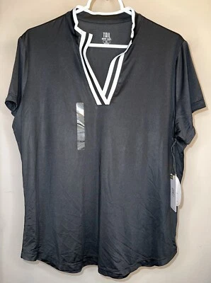 Polo de golf Tail para mujer manga corta cuello dividido en negro ónix - talla XL Foto 1 de 3