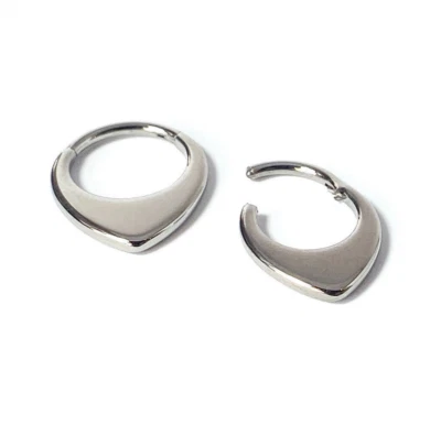 1pc Solid Titanium Flat Teardrop Hinged Segment Ring Septum Tear Drop Clicker - Image 1 of 4