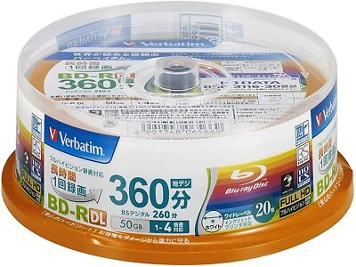 Verbatim Blank Blu-ray Disc BD-R DL 50GB 20 Discs [VBR260YP20SV1] New Printable* - Image 1 of 2