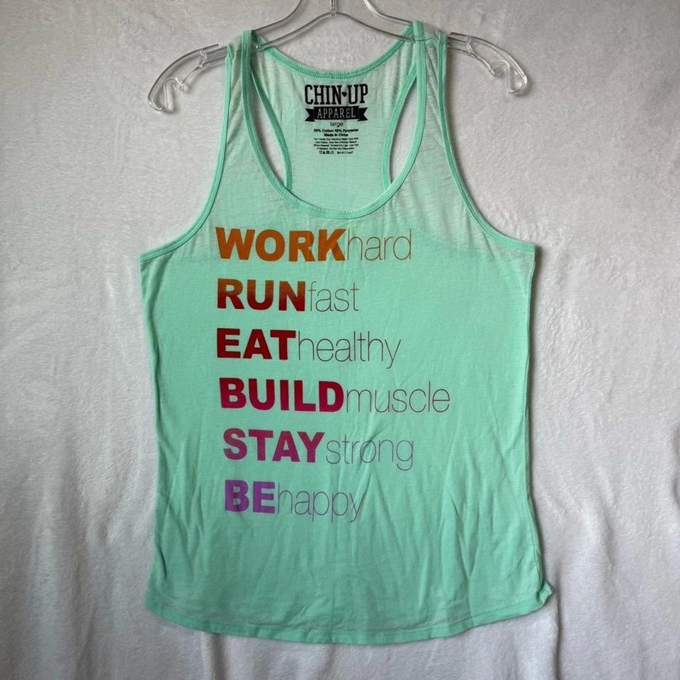 Camiseta sin mangas Chin Up Apparel verde menta motivacional para mujer talla grande Foto 1 de 4