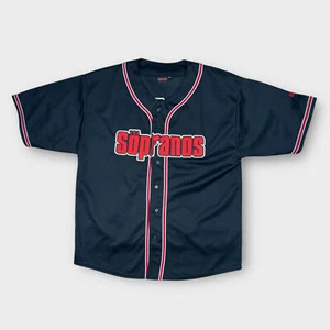 Vintage 90s The Sopranos HBO Baseball Jersey XL – Button Up Black Red Logo - Picture 1 of 6