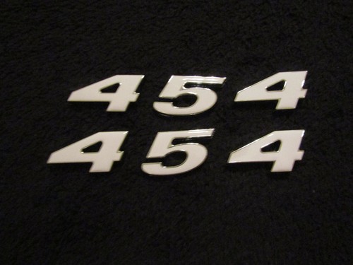 CHEVROLET 454 ENGINE ID FENDER HOOD SCOOP QUARTER TRUNK EMBLEMS - WHITE ...
