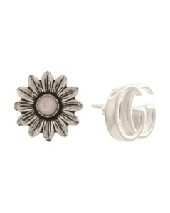 NEW! GUCCI Sterling Silver Flower Logo Mix Match earrings - Picture 1 of 5