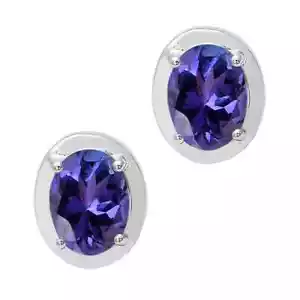Ovale Tanzanite Orecchini 925er Argento Simbolo Gioiello Nuovo - Foto 1 di 1