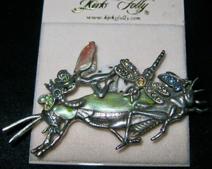 KIRKS FOLLY SELTENE/SIGNIERTE "FEE MIT GRASSHOPPER & LIBELLE BROSCHE" GENIAL! SALE - Bild 1 von 4