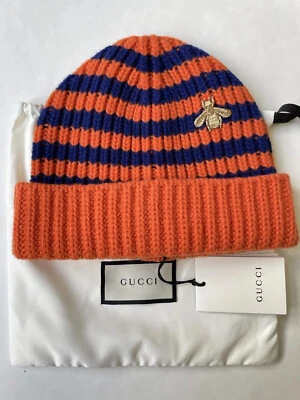 GUCCI Gorro Abeja Dorado Rayas Naranja Azul Lana Talla Mediana $400 Foto 1 de 4