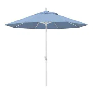 9 ft. White Aluminum Market Umbrella with Aluminum Ribs and Push Tilt Crank in A - Picture 1 of 6