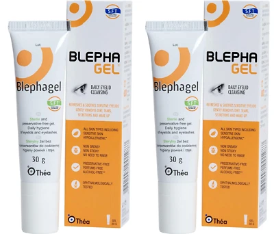 2 x Thea Blephagel Daily Eyelid Cleansing Soothing Gel - Preservative Free - 30g