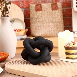 Wood Chain Link Decor 3 Link Wood Knot Decor Hand Carved Coffee Table Decor - Picture 1 of 6