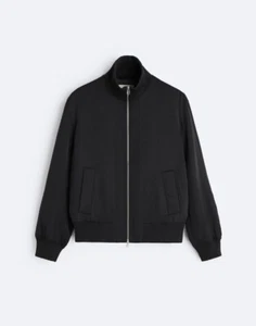 WOOL - SILK BOMBER JACKET Black Zara Origin Size Large - Picture 1 of 8