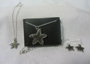 AVON SEASIDE STARFISH 3 PIECE NECKLACE EARRINGS BRACELET SET NEW IN BOX - Picture 1 of 4